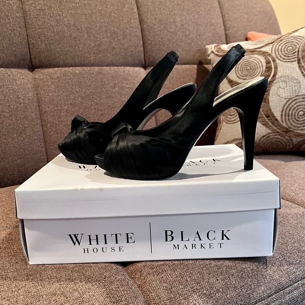 WHBM satin peep toe pumps - Picture 5 of 11